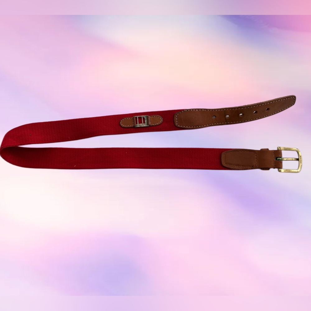 Vintage Dunhill Red Canvas/Leather Belt